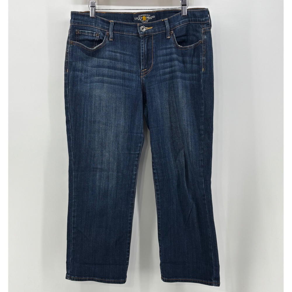 Lucky Brand Sweet'n Crop Jeans Women's 12/31 Blue Denim Whiskered Mid Rise